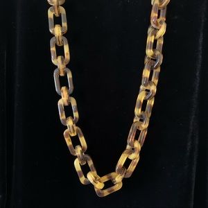 Long Acrylic Tortoiseshell Link Necklace